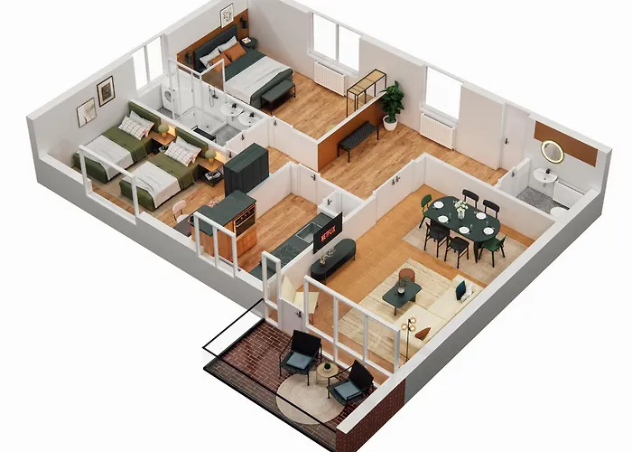 Jobostays - Bloom Family Apartment Oldenburg - Bis Zu 6 Personen - 3 Zimmer - 2 Schlafzimmer - 2 Baeder - Balkon Und Gartenblick - Kostenloser Privatparkplatz - Kostenfreies Wlan - Vollkueche - Wohnzimmer Mit Tv - Babybett - Kontaktfreier Check-In *